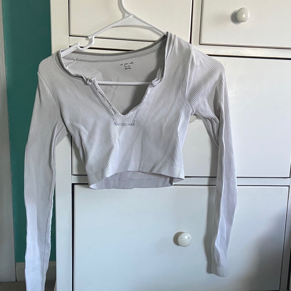 Out from Under Women's Ribbed Long Sleeve Crop Top - White